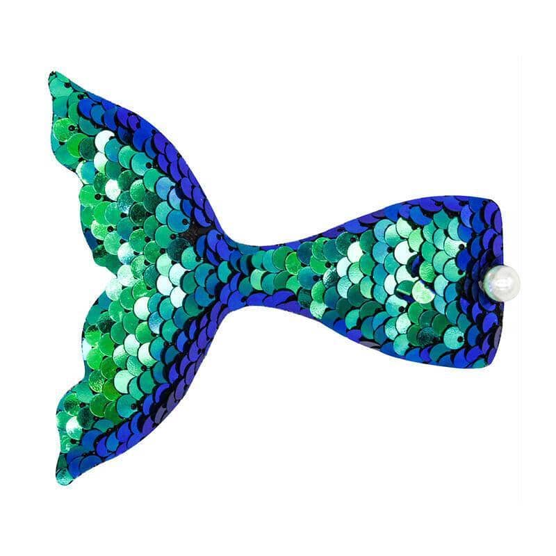 Mermaid Glitter Hair Clips, Fish Tail Duckbill Barrettes - Green, 2 Pack