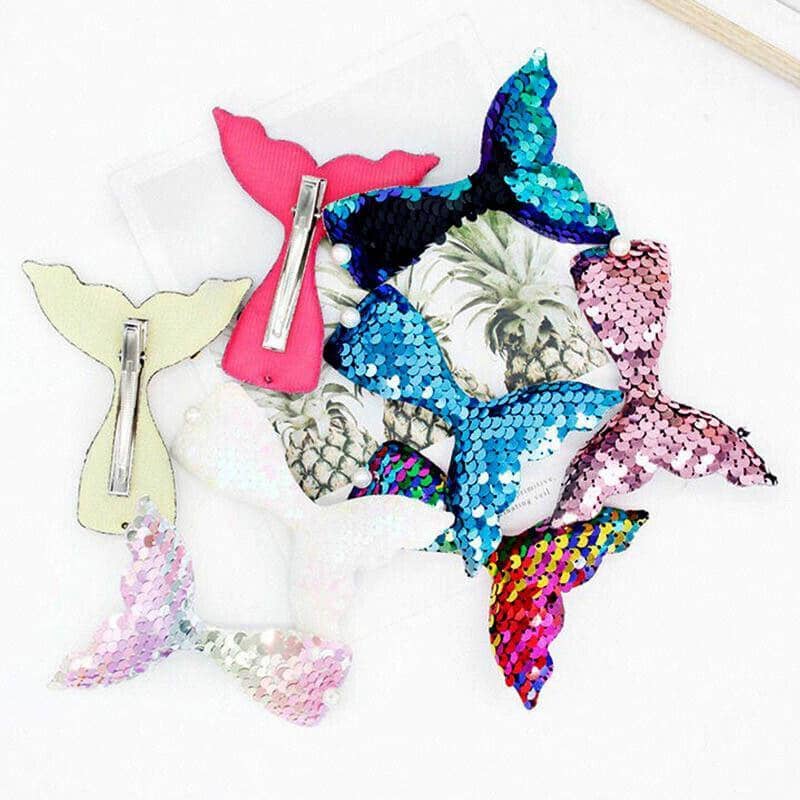 Mermaid Glitter Hair Clips, Fish Tail Duckbill Barrettes - Rose Red, 2 Pack - view 5