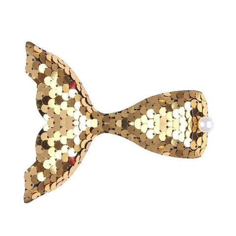 Mermaid Glitter Hair Clips, Fish Tail Duckbill Barrettes - Yellow, 2 Pack