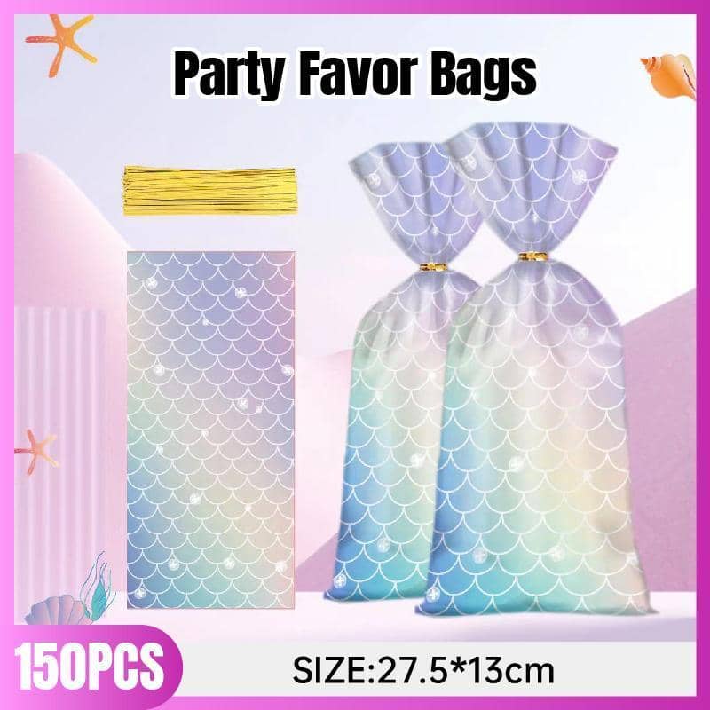 Mermaid Party Favour Bags Pack of 150 - Candy Gift Packaging for Birthdays and Christmas