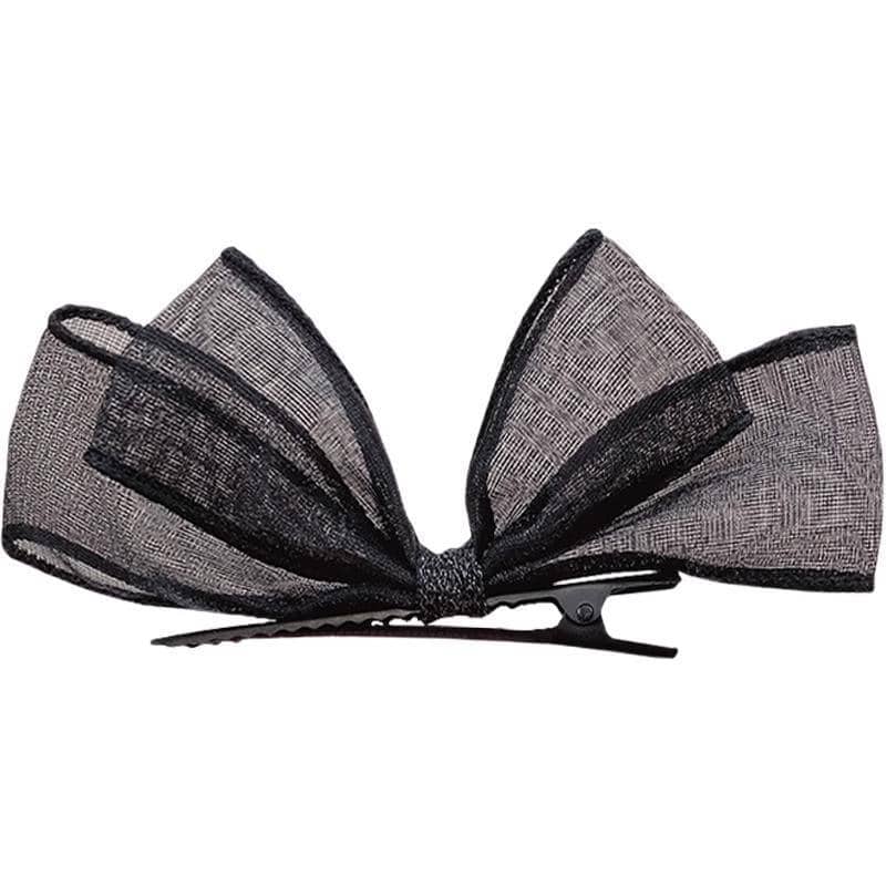 Mesh Bow Hair Clip, Tulle Bowknot Hairpin - Black - view 2