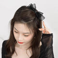 Mesh Bow Hair Clip, Tulle Bowknot Hairpin - Black - view 4