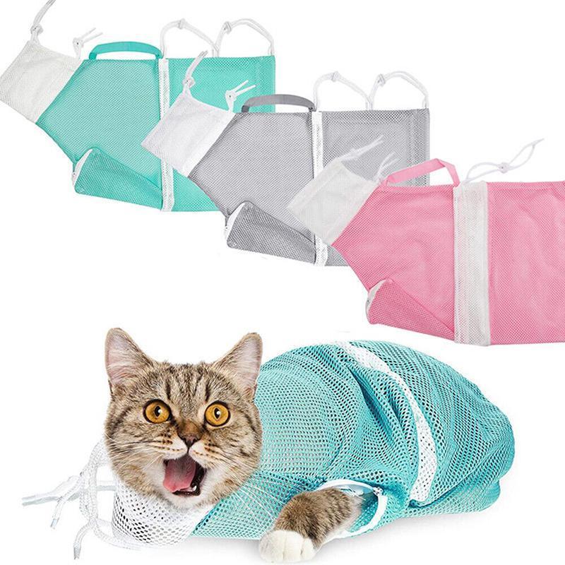 Mesh Cat Grooming Bath Bag for Washing and Nail Trimming - Green - view 5