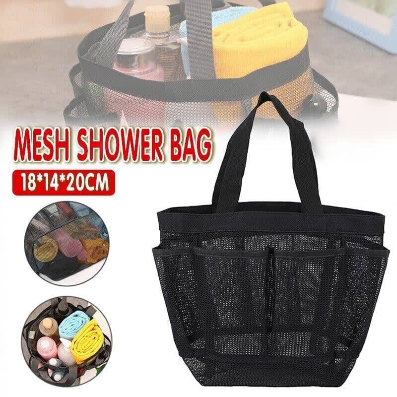 Mesh Shower Caddy Bag with 8 Pockets and Oxford Handles