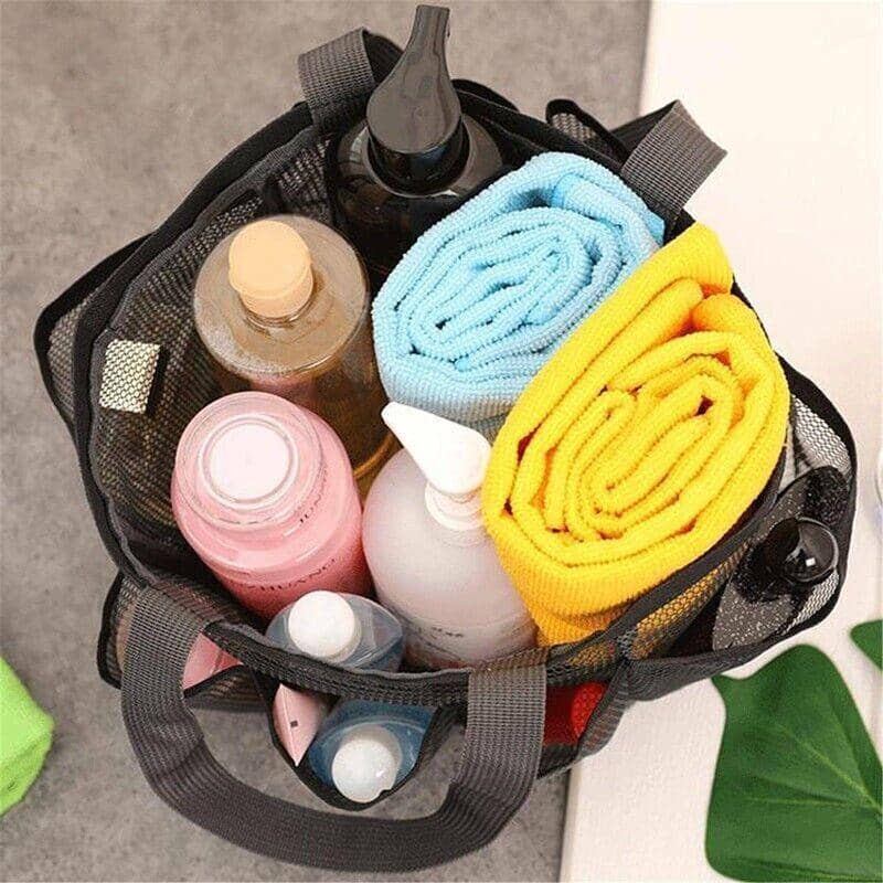 Mesh Shower Caddy Bag with 8 Pockets and Oxford Handles - view 4