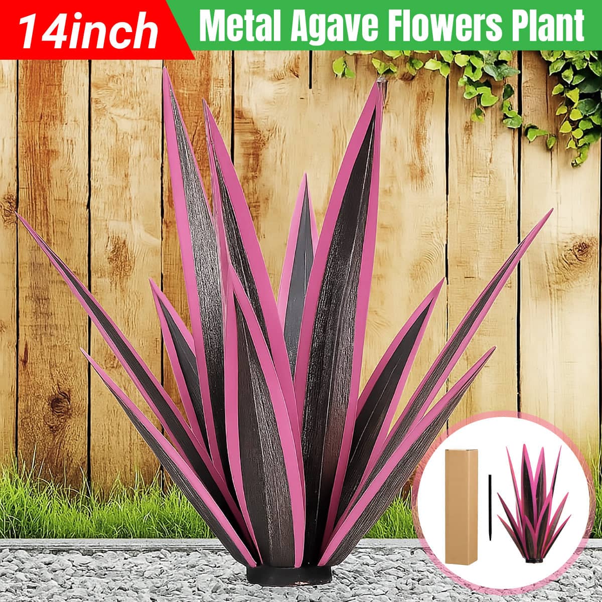 Metal Agave Plant Garden Ornament Realistic Wrought Iron for Yard, Patio and Lawn