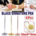 Metal Ballpoint Desk Pens with Plum Blossom Base - Gold, Pack of 6 - view 2