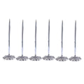 Metal Ballpoint Desk Pens with Plum Blossom Base - Silver, Pack of 6