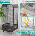 Metal Bird Cage with Perch and Feeder - Grey - view 2