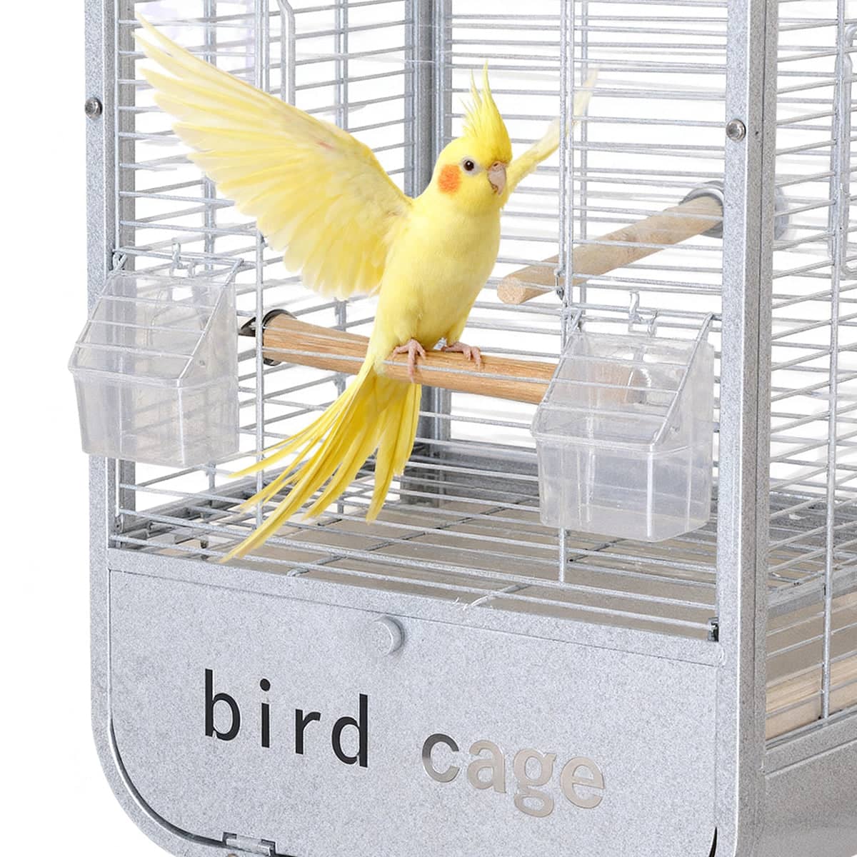 Metal Bird Cage with Perch and Feeder - Grey - view 5