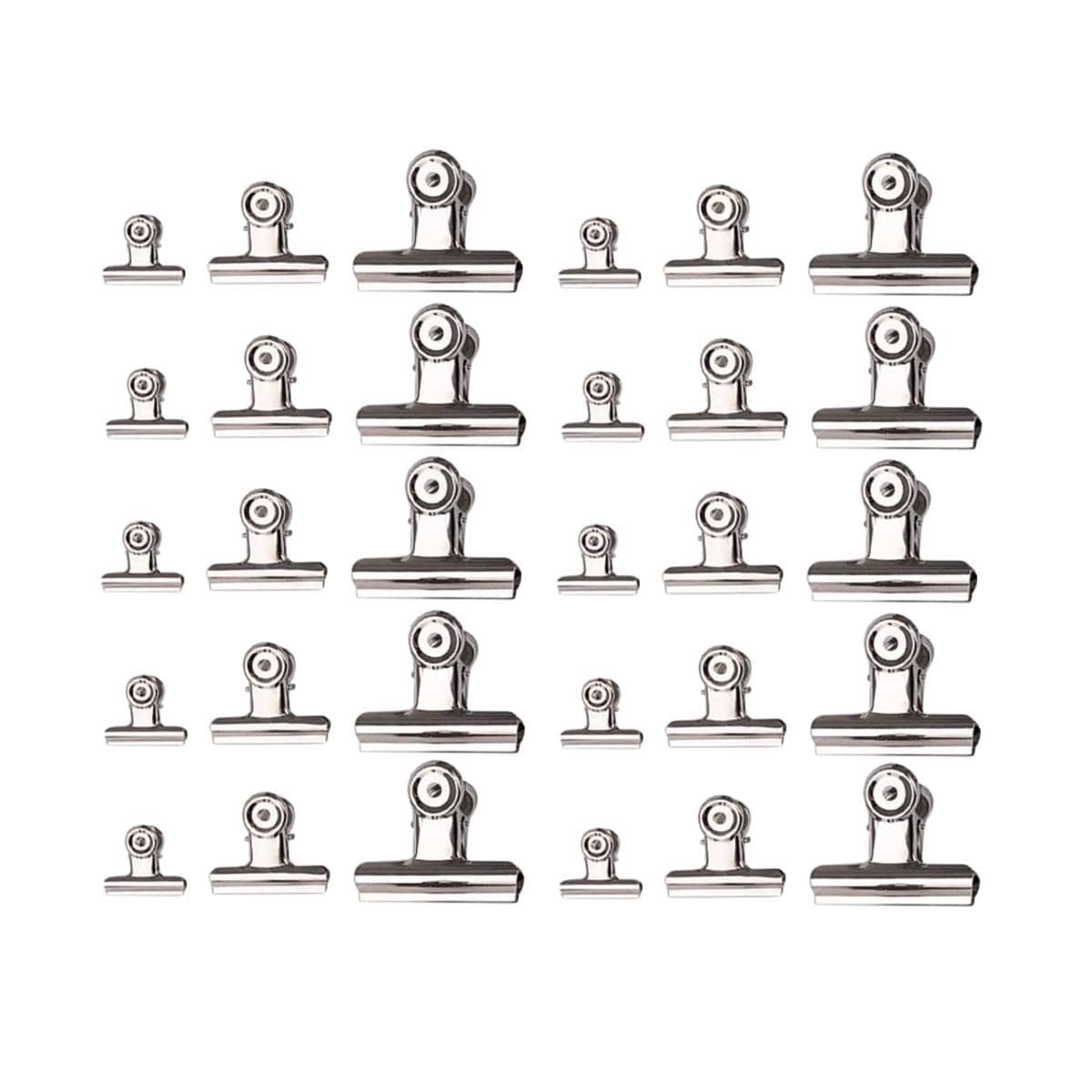 Metal Bulldog Clips, 30 Pack, Mixed 31 mm, 50 mm and 75 mm - view 2