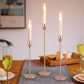 Metal Candle Holders Set of 3, Rose Gold Tabletop Decor - view 5