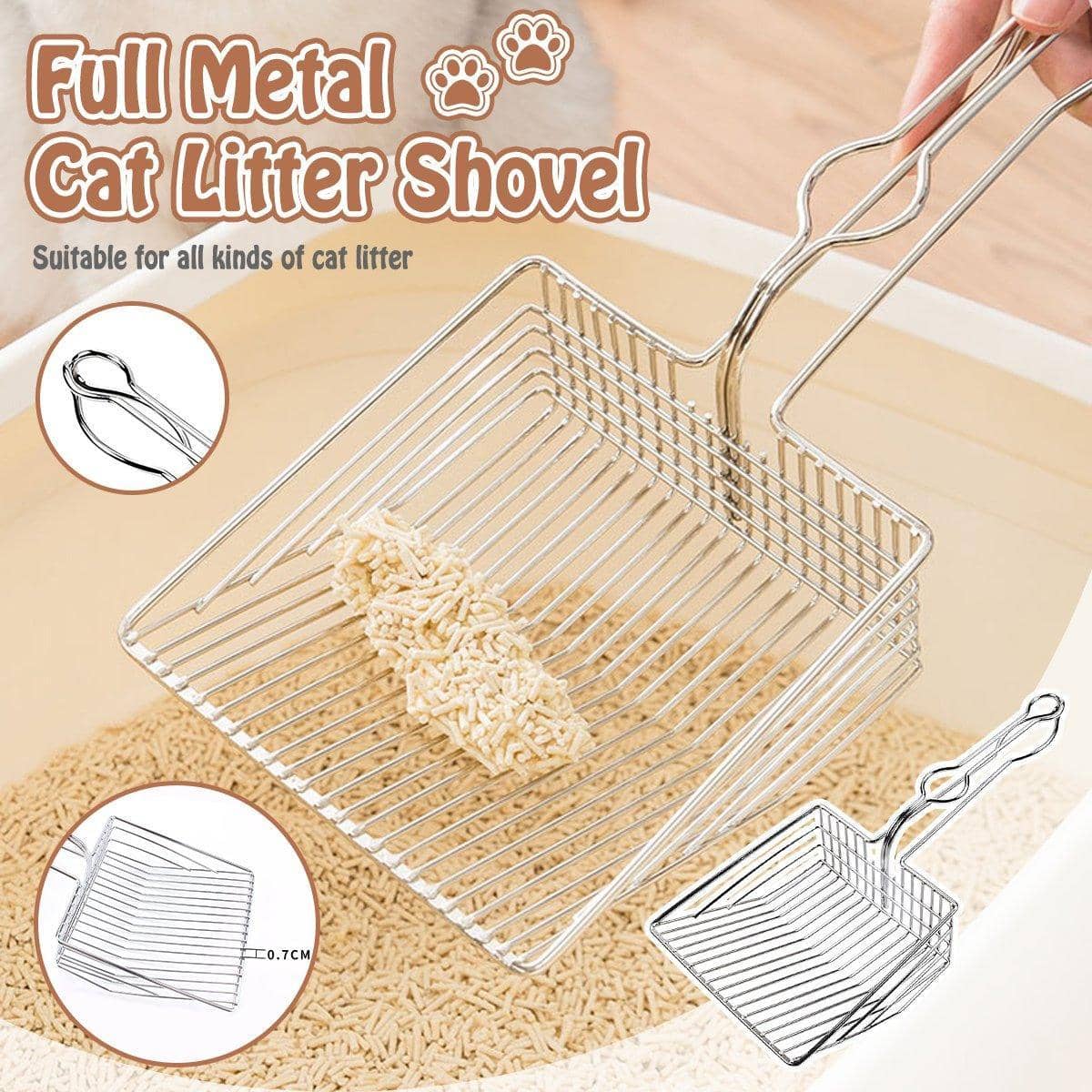 Metal Cat Litter Scoop with Full Sifting Design, 34 cm - view 3
