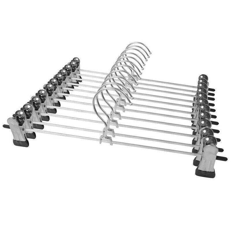 Metal Clip Hangers for Trousers, Skirts and Pants, Non Slip - Pack of 10