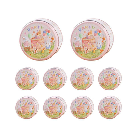 Metal Cookie Tin Box, Round Biscuit Gift Tin Pack of 10 - Cream Cake Party