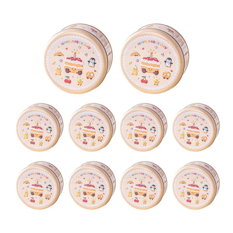 Metal Cookie Tin Box, Round Biscuit Gift Tin Pack of 10 - Merry Christmas