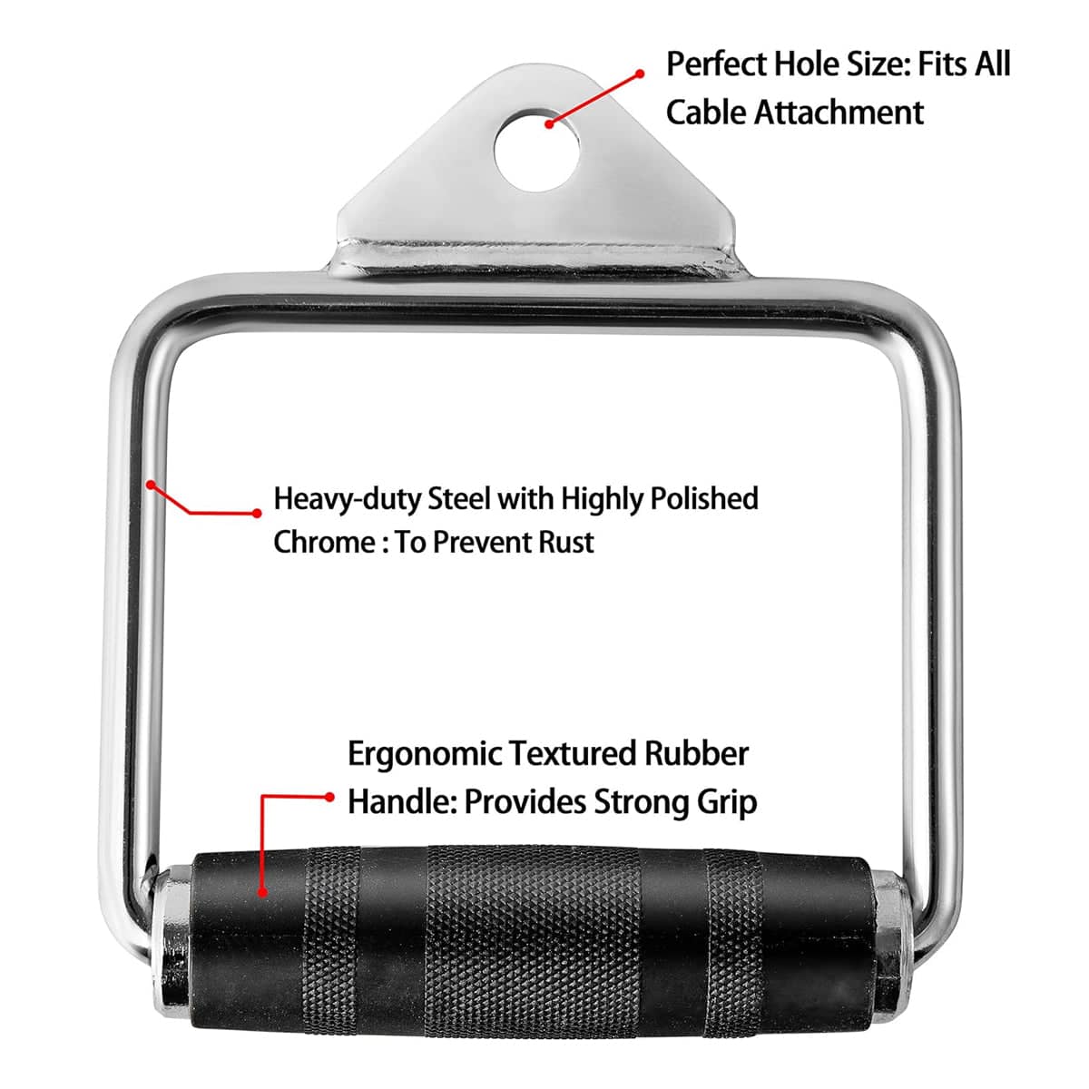 Metal D-Handle Cable Attachments for Gym Machines, Pack of 2 - view 5