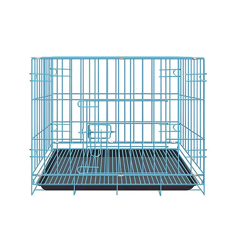 Metal Dog Crate with Pull-Out Tray - Blue, Large (61 x 42 x 50 cm)
