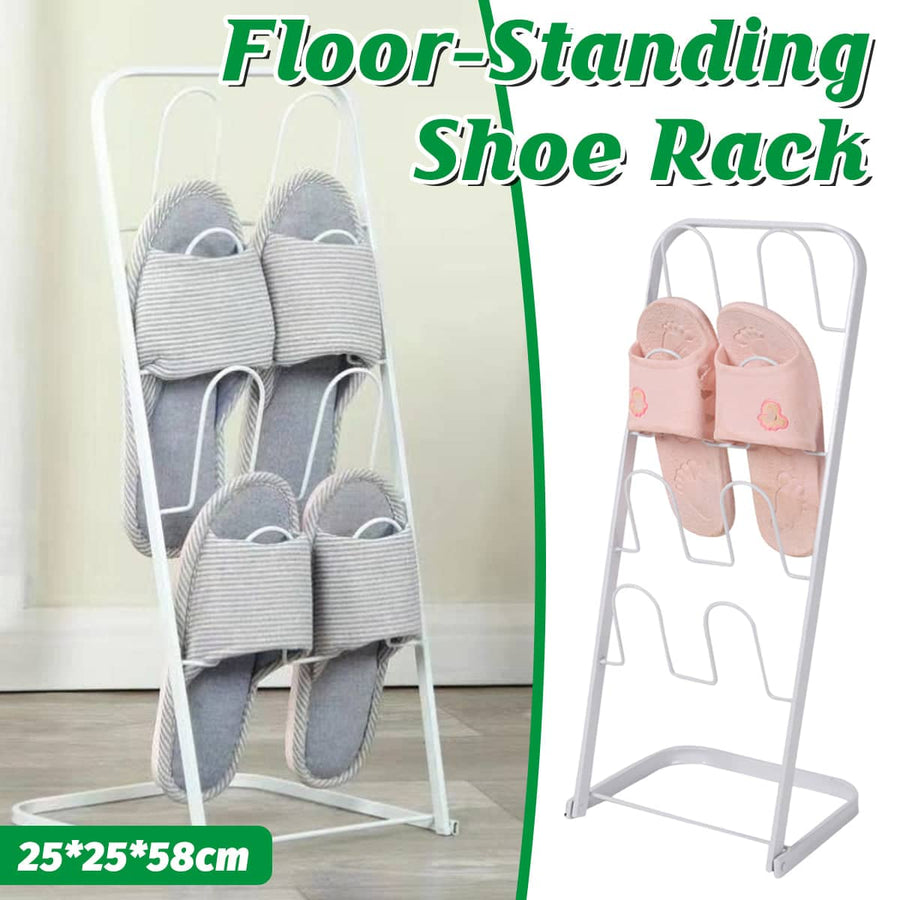 Metal Floor Standing Slipper Rack for Entryway, Hallway and Bathroom, Space Saving