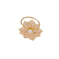 Metal Floral Napkin Rings, Hollow Rose Design, Pack of 6 - Gold