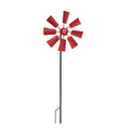 Metal Garden Windmill Stake Ornament for Lawn, Yard and Park - Red