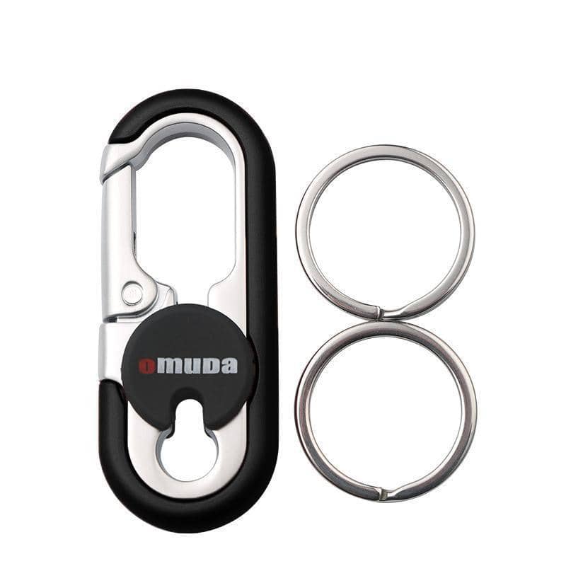 Metal Keychain with Two Key Rings, 6.8 x 2.7 cm - Black