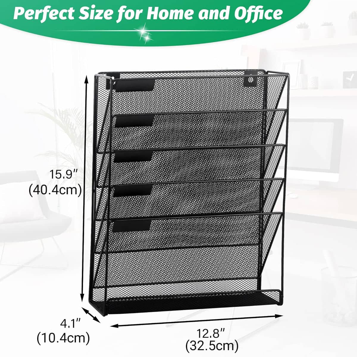 Metal Mesh Desktop File Organiser, 6 Layer Document Rack, Wall Mount or Free Standing - view 3