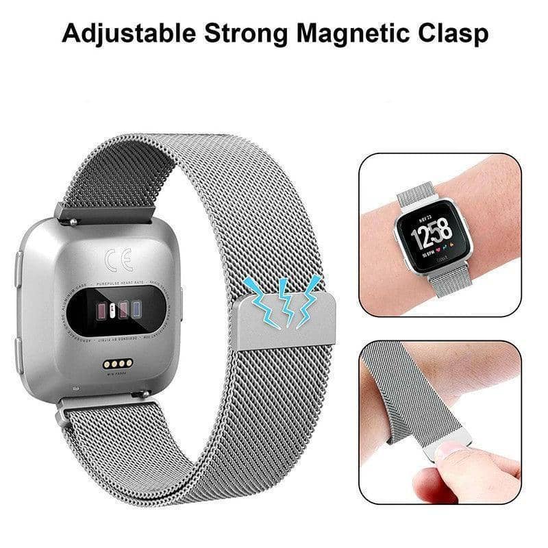 Metal Mesh Watch Band for Fitbit Versa 3 and Sense - Black - view 5