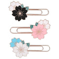 Metal Paper Clip Bookmark with Cherry Blossom Design - White - view 3