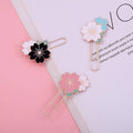 Metal Paper Clip Bookmark with Cherry Blossom Design - White - view 4