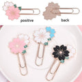 Metal Paper Clip Bookmark with Cherry Blossom Design - White - view 5