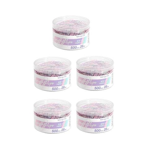 Metal Paper Clips in Storage Jars, 28 mm - Pastel Multicolour, Pack of 5