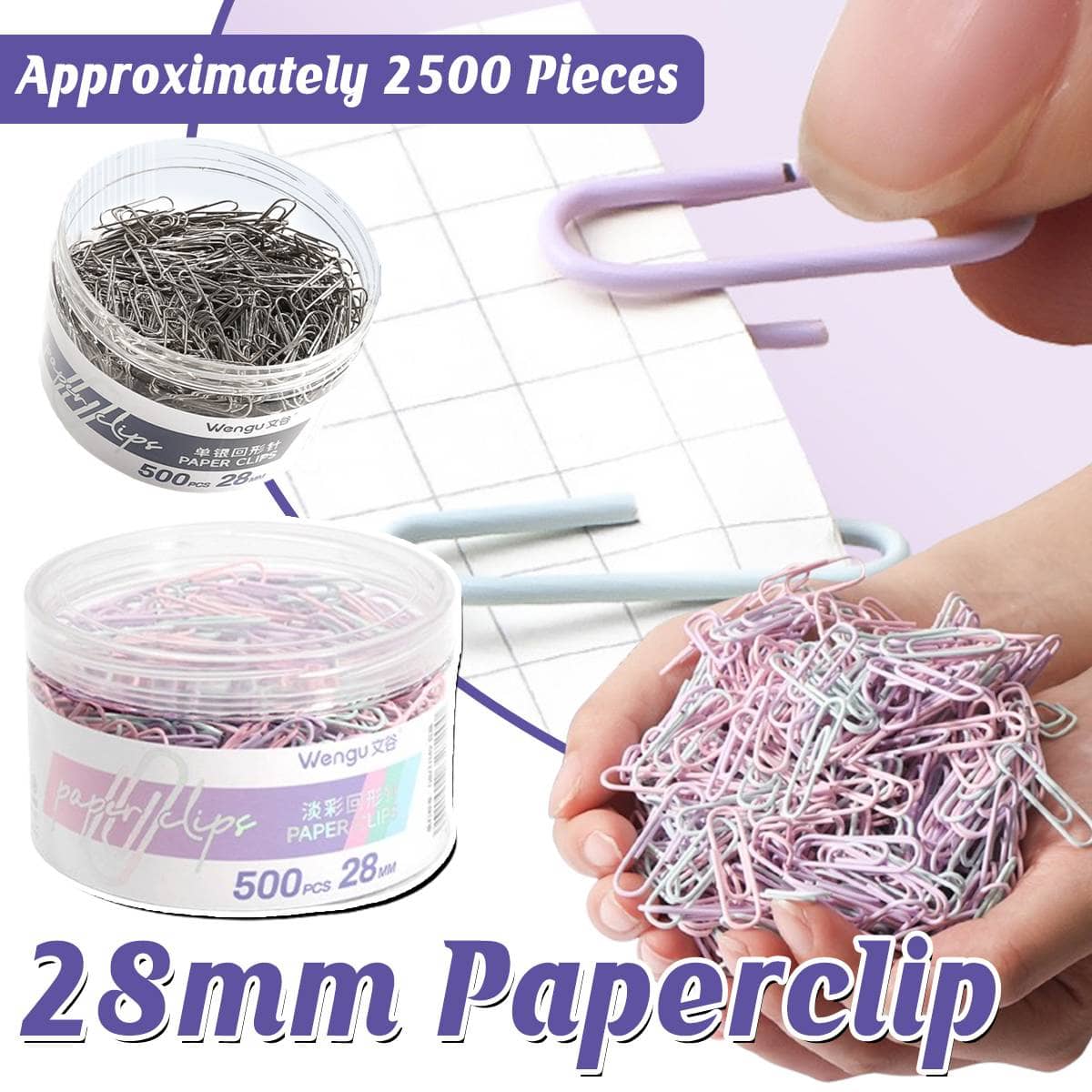 Metal Paper Clips in Storage Jars, 28 mm - Silver, Pack of 5 - view 2