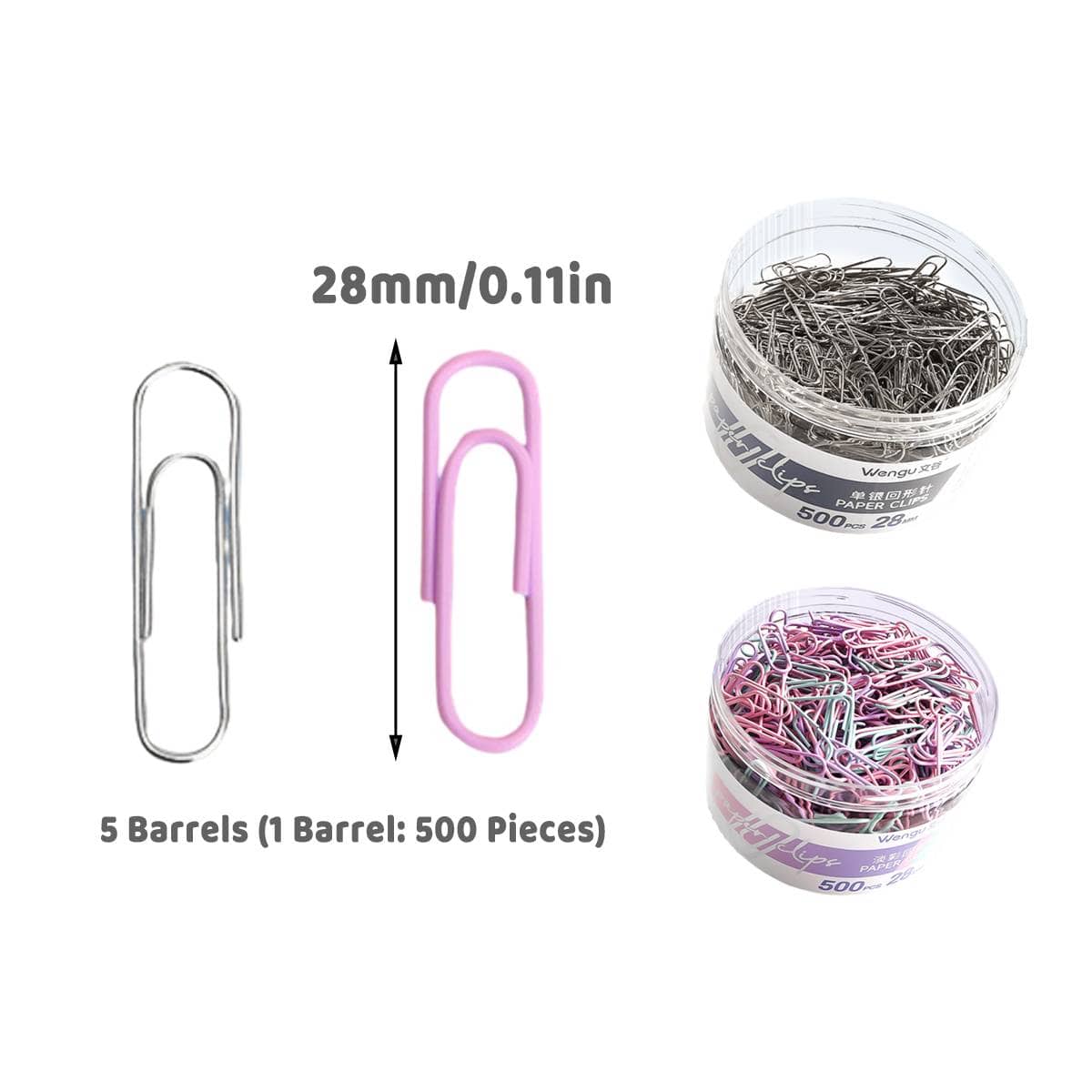 Metal Paper Clips in Storage Jars, 28 mm - Silver, Pack of 5 - view 4