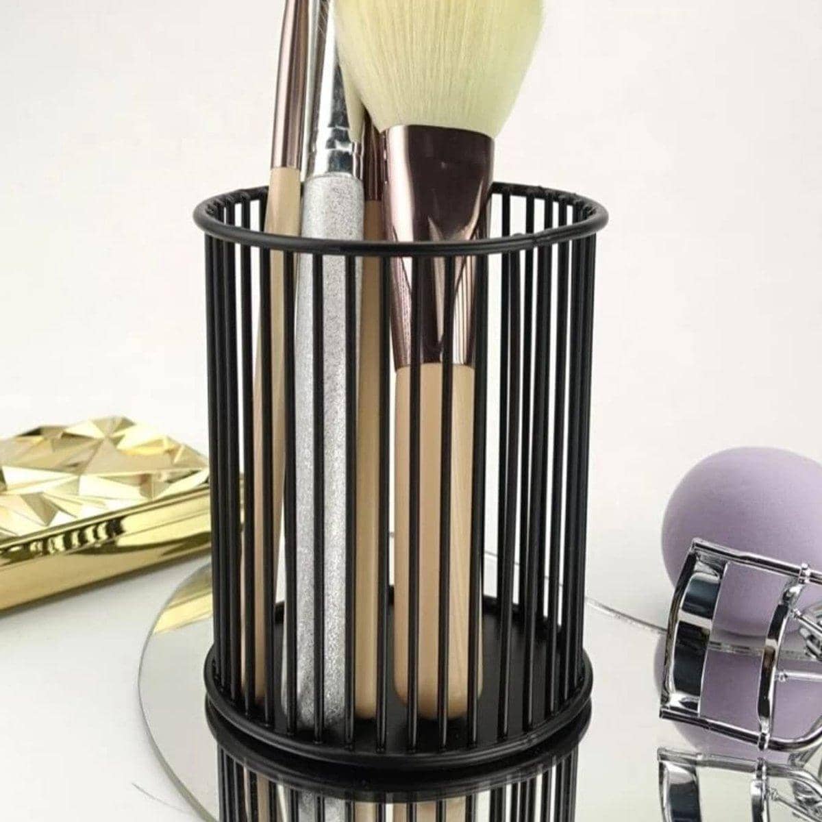 Metal Pen Holder Desk Organiser, Pack of 2, Gold and Black - view 5
