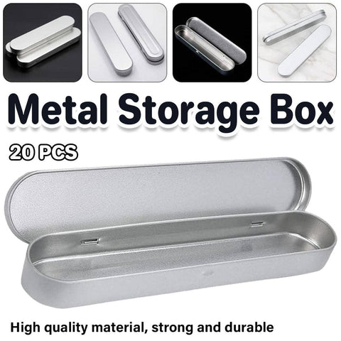 Metal Pencil Box Storage Case Tin Pen Holder Organiser, Pack of 20