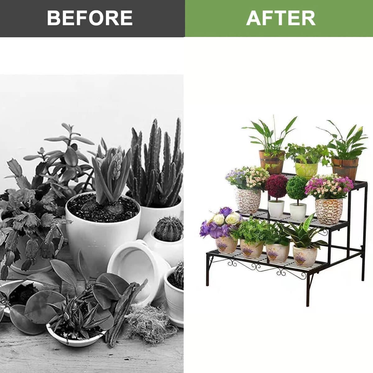 Metal Plant Stand, 3 Tier Garden Shelf for Flower Pots, Indoor and Outdoor Display - view 4