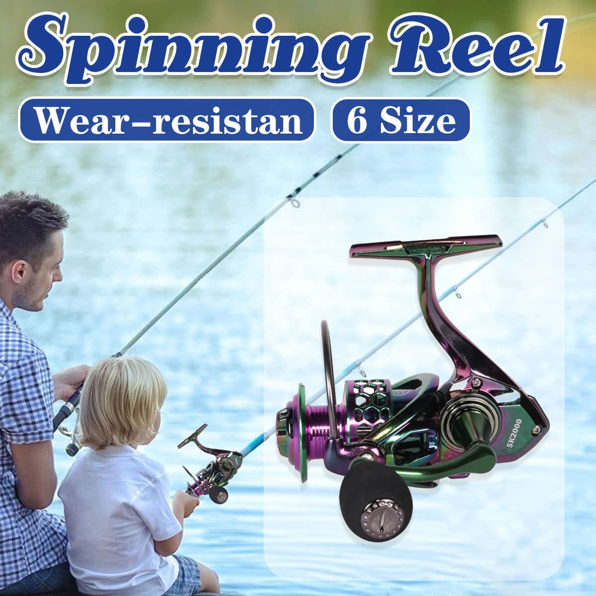Metal Spinning Fishing Reel with Rainbow Finish - 221.4g - view 2