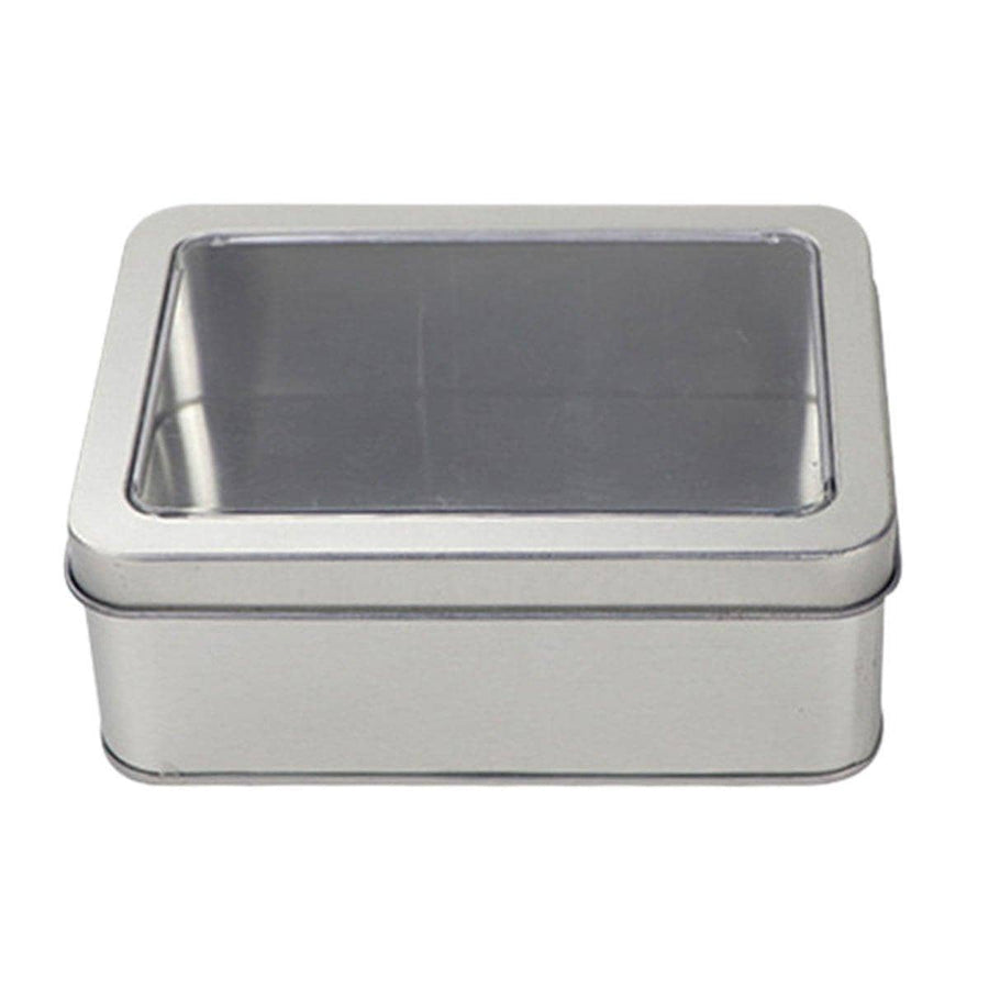 Metal Storage Tin Boxes with Clear Window, Pack of 10 - 12.5 x 9 x 5 cm