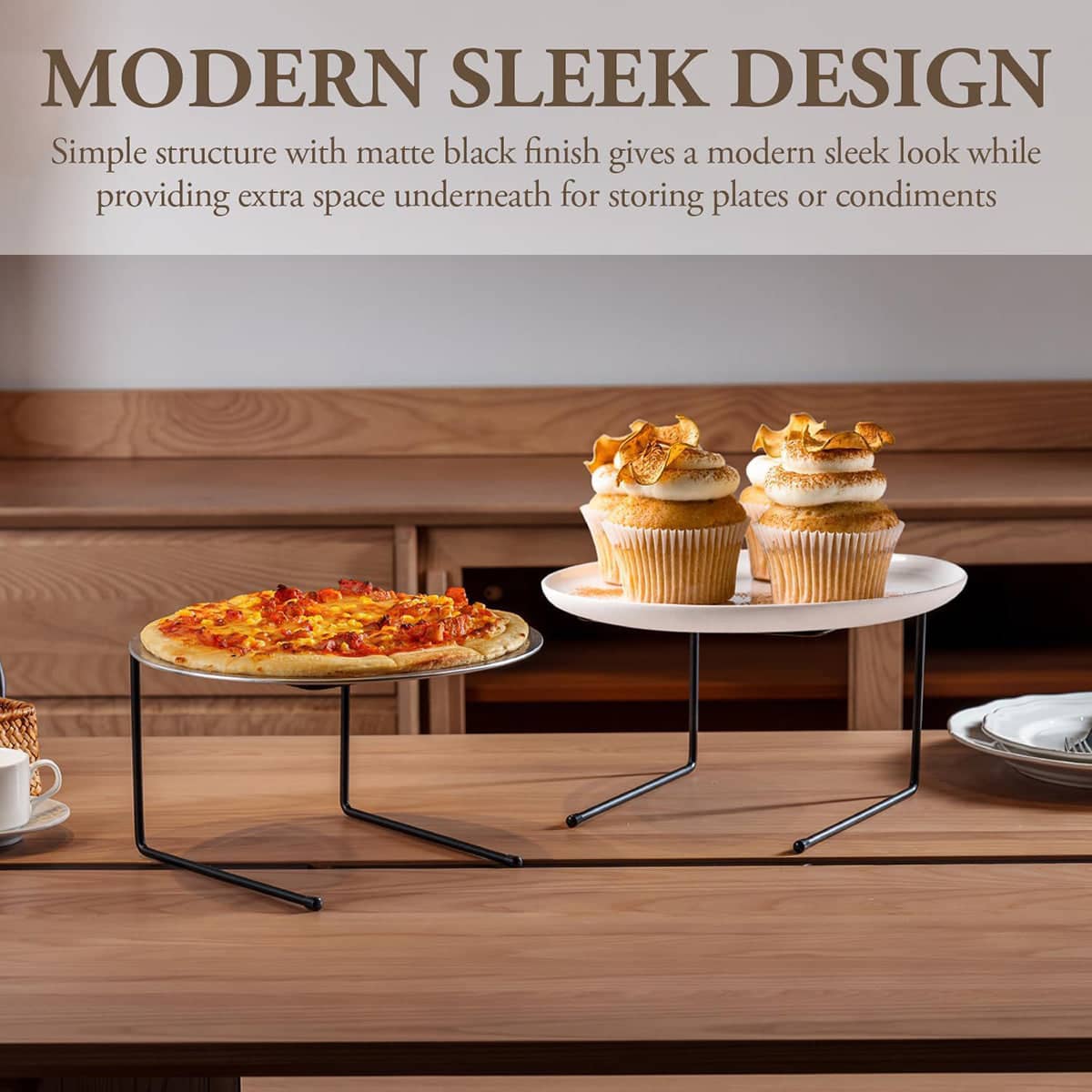 Metal Tabletop Pizza Pan Riser Stands Set of 6 for Kitchen Serving Display - view 4