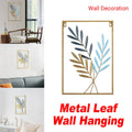 Metal Wall Hanging with Blue and Gold Leaf Design