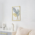 Metal Wall Hanging with Blue and Gold Leaf Design - view 4