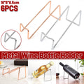 Metal Wine Bottle Rack, Set of 6 - Silver and Rose Gold
