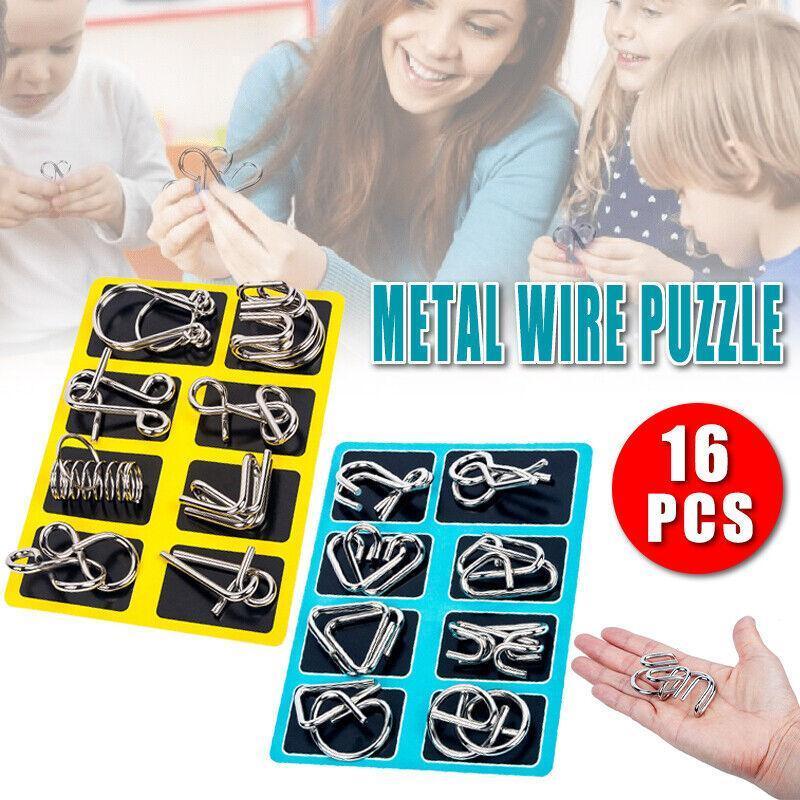 Metal Wire Puzzle Set, Disentanglement Brain Teasers, Pack of 16