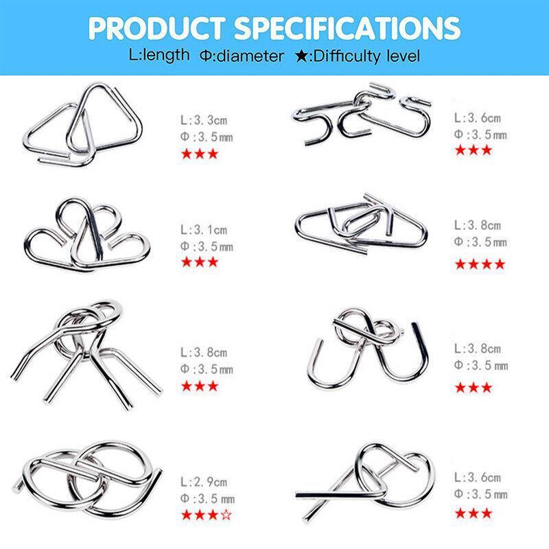 Metal Wire Puzzle Set, Disentanglement Brain Teasers, Pack of 16 - view 5