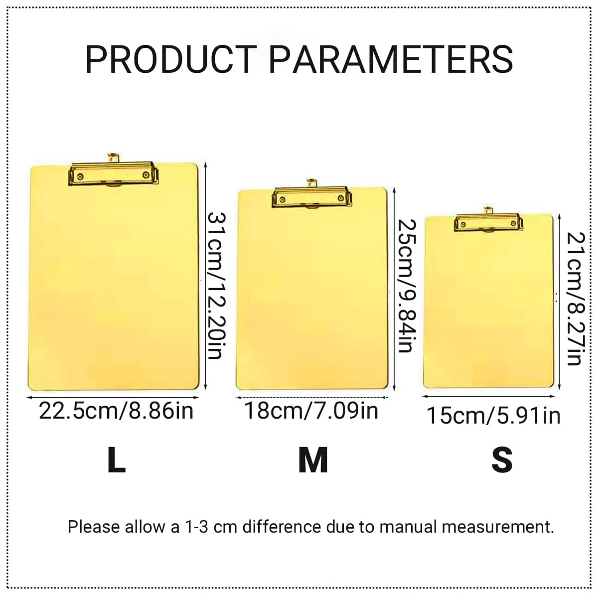 Metal Writing Board with Clip - Gold, Size S (21 x 15 cm) - view 4