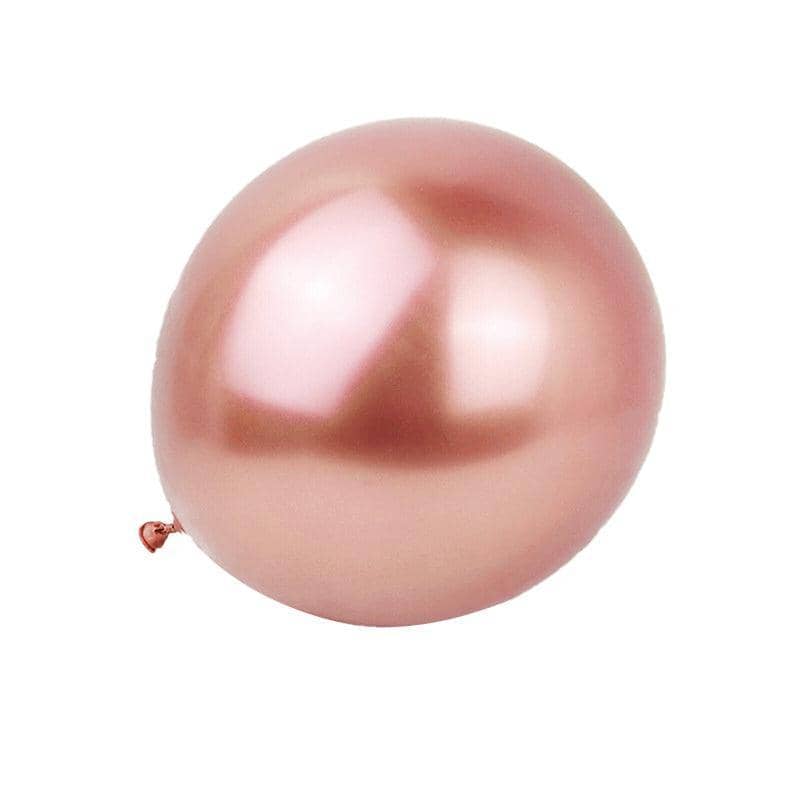Metallic Chrome Latex Balloons 12 Inch (30 cm) - Rose Gold, 50 Pack