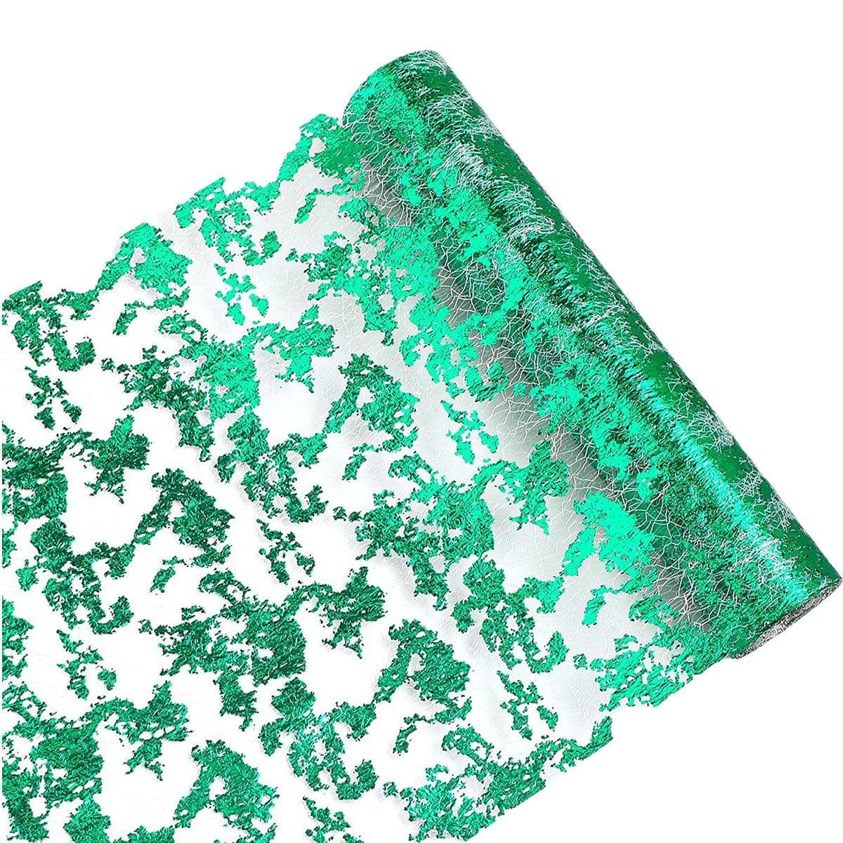 Metallic Foil Mesh Table Runner Rolls - Green, Pack of 2