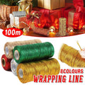 Metallic Gift Wrapping Rope, 100 m Roll of 1.5 mm Flat Wire Cord - Green - view 2