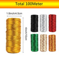 Metallic Gift Wrapping Rope, 100 m Roll of 1.5 mm Flat Wire Cord - Purple - view 4